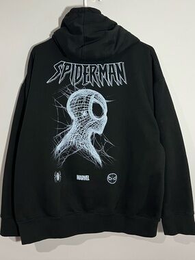 CVLA x Marvel Spider-Man Black White Pullover Sweatshirt Hoodie Mens XL